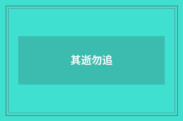 其逝勿追