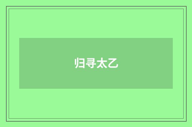 归寻太乙
