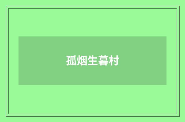 孤烟生暮村