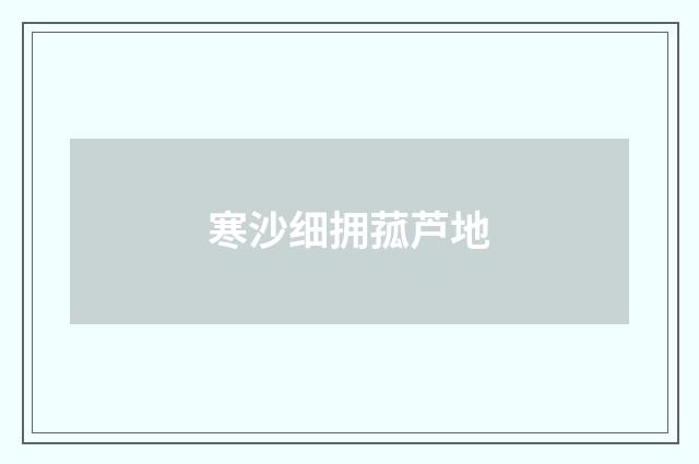 寒沙细拥菰芦地