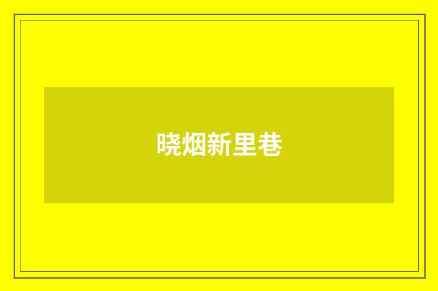 晓烟新里巷