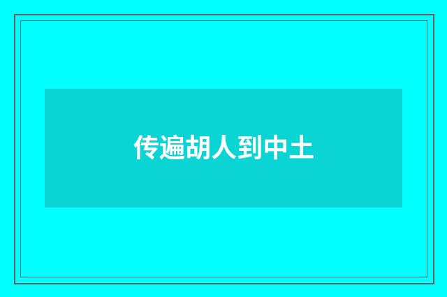 传遍胡人到中土
