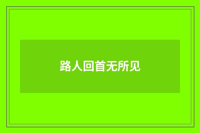路人回首无所见