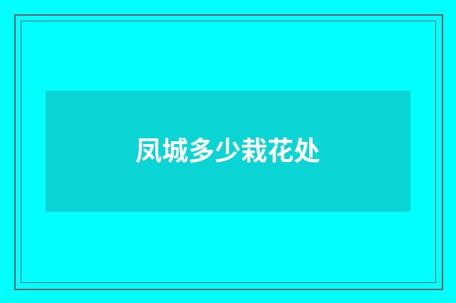 凤城多少栽花处