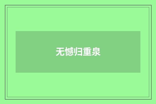 无憾归重泉