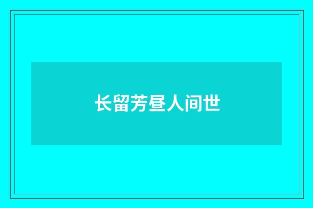 长留芳昼人间世