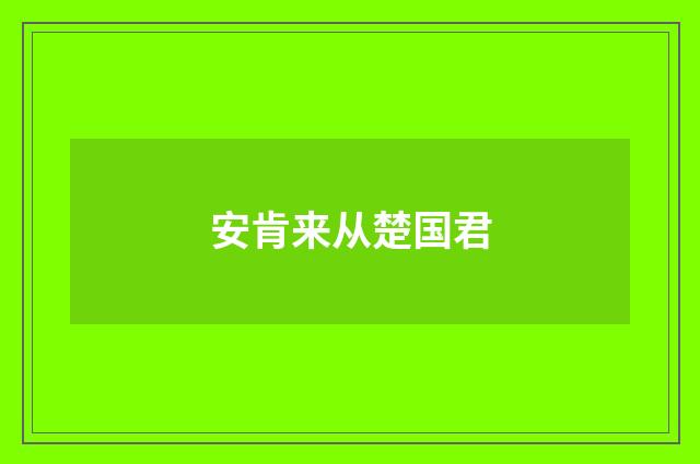 安肯来从楚国君