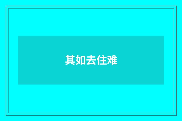 其如去住难