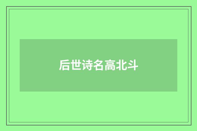 后世诗名高北斗