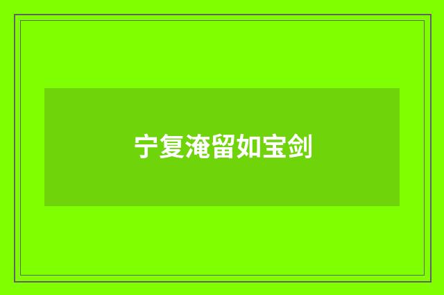 宁复淹留如宝剑
