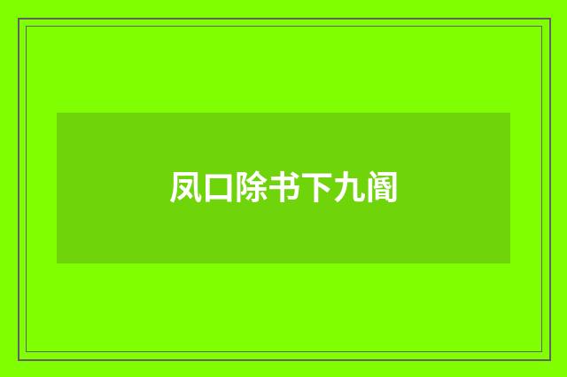 凤口除书下九阍