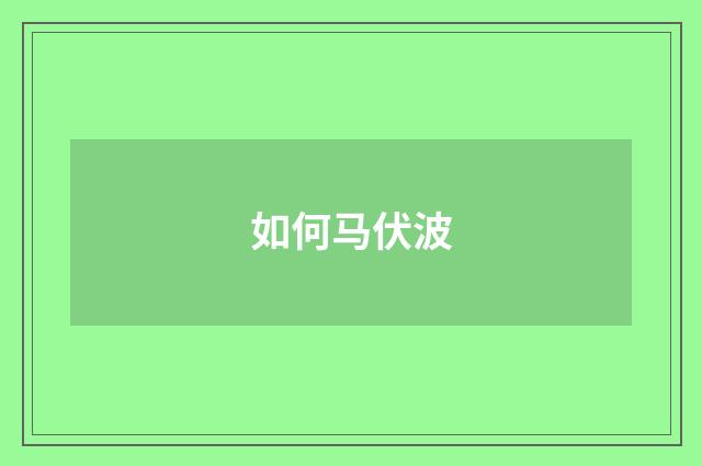 如何马伏波