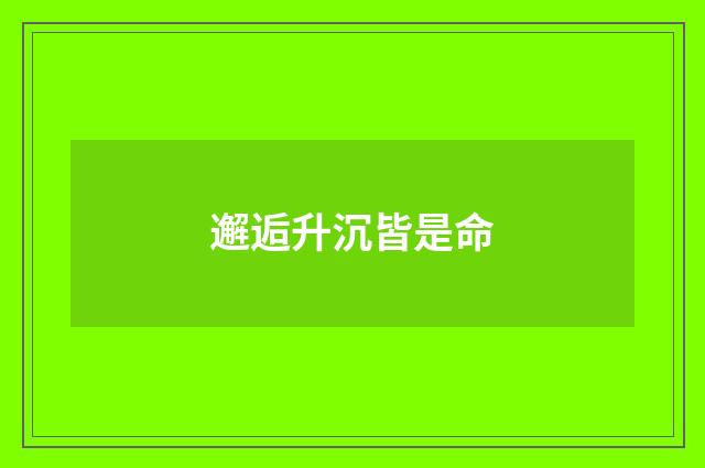 邂逅升沉皆是命