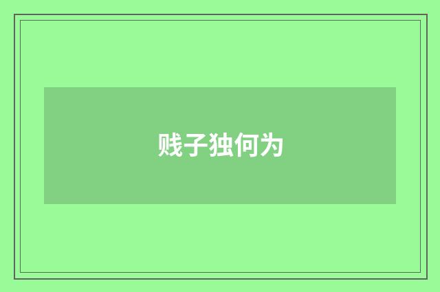 贱子独何为