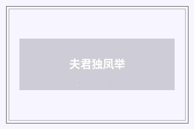 夫君独凤举