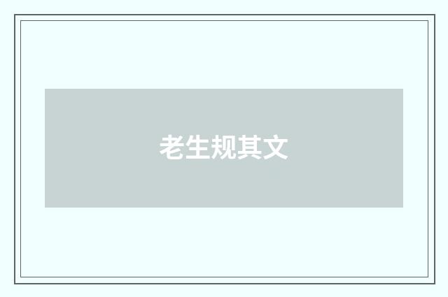 老生规其文