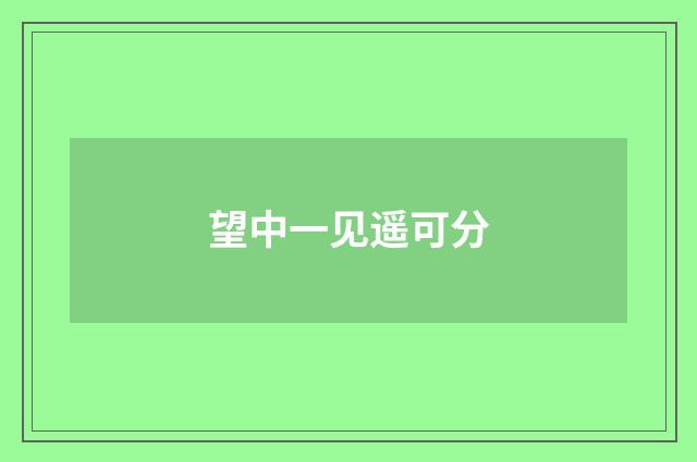 望中一见遥可分