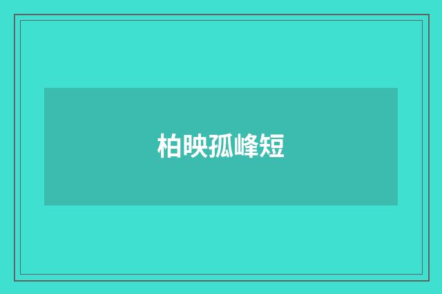 柏映孤峰短