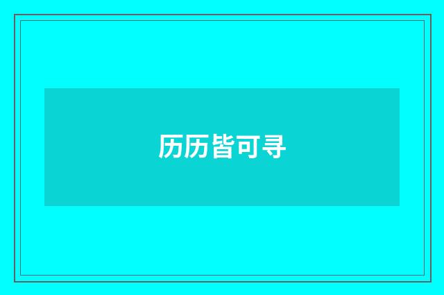 历历皆可寻