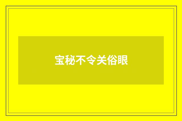 宝秘不令关俗眼