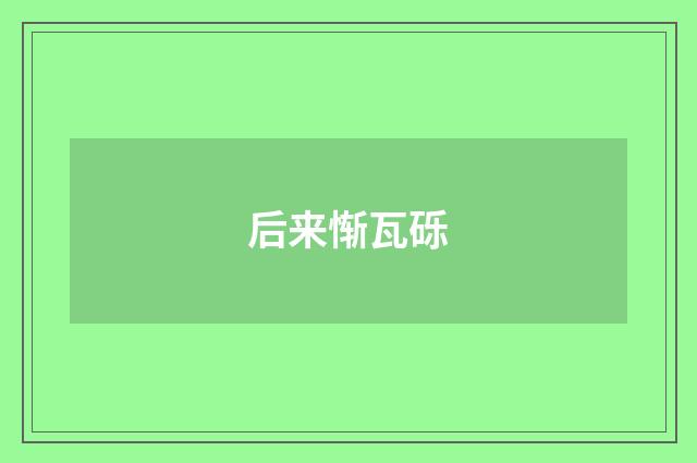 后来惭瓦砾