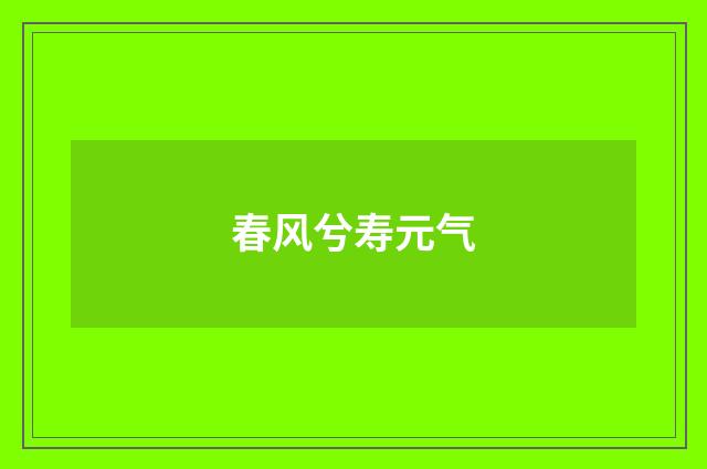春风兮寿元气