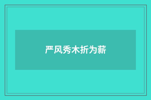 严风秀木折为薪