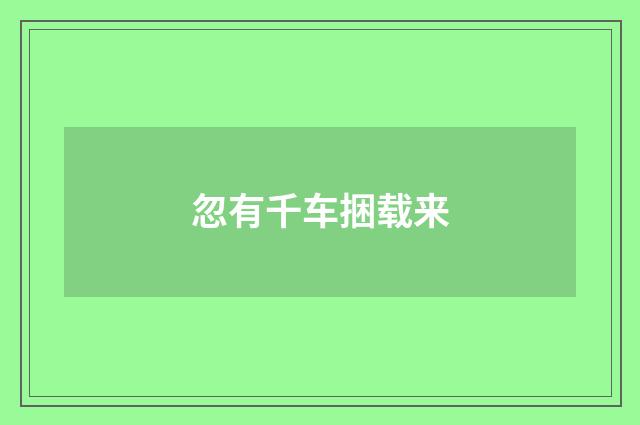 忽有千车捆载来