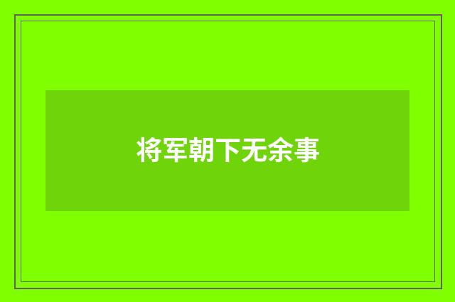 将军朝下无余事