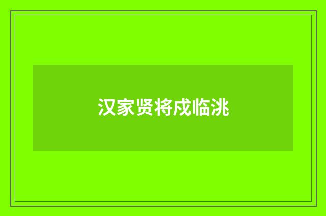 汉家贤将戍临洮