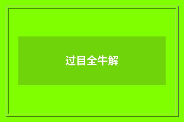 过目全牛解