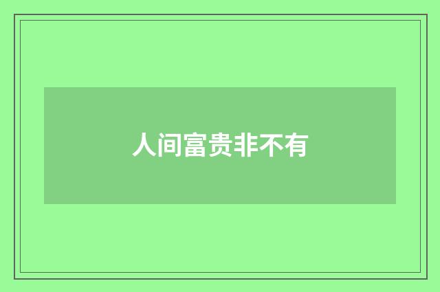 人间富贵非不有