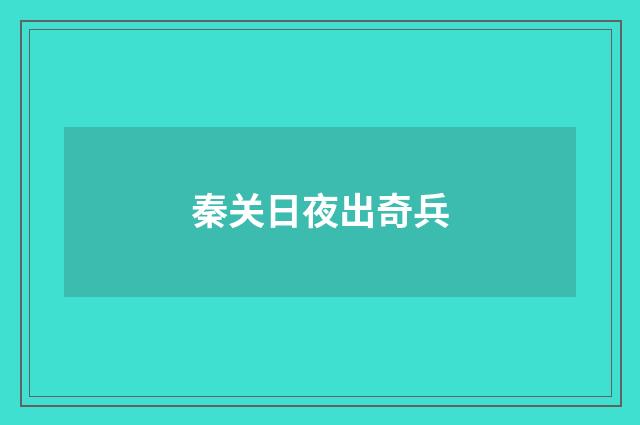 秦关日夜出奇兵