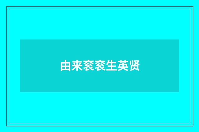 由来衮衮生英贤