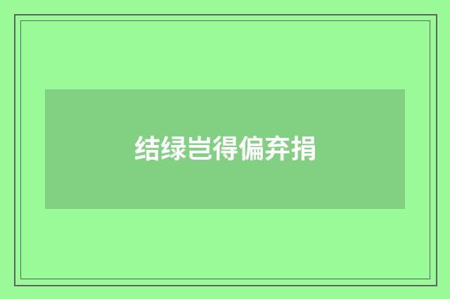 结绿岂得偏弃捐