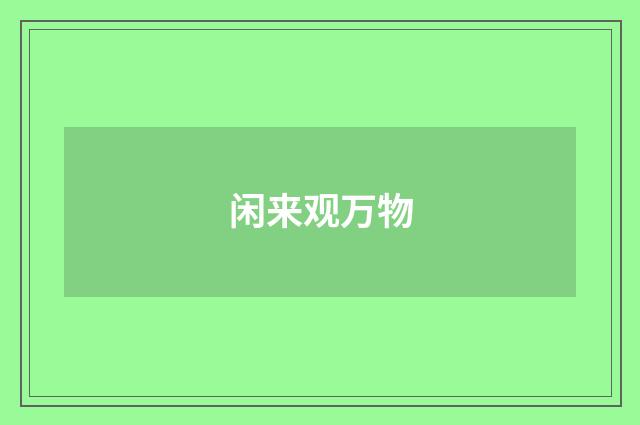 闲来观万物