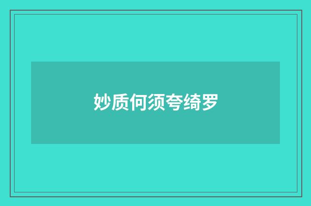 妙质何须夸绮罗