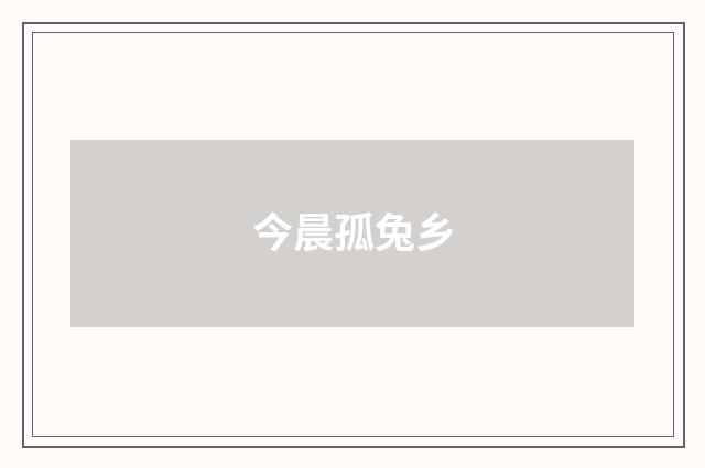 今晨孤兔乡