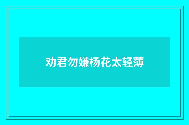 劝君勿嫌杨花太轻薄