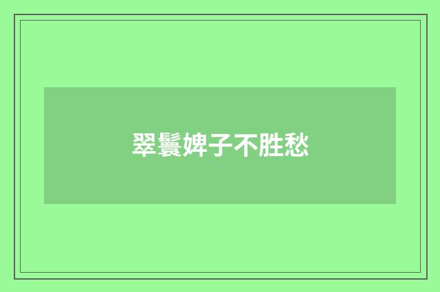 翠鬟婢子不胜愁