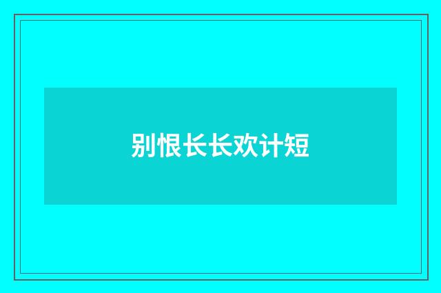 别恨长长欢计短