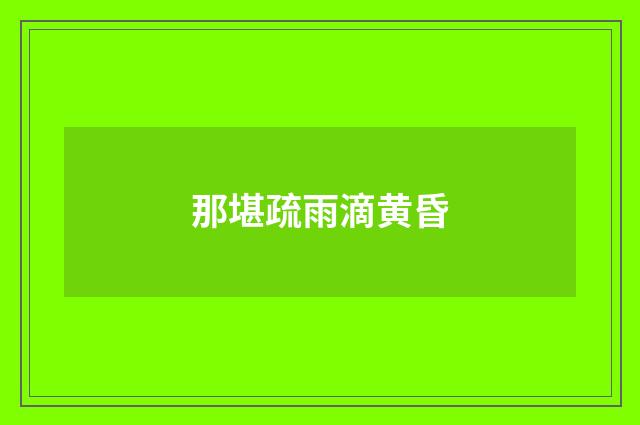 那堪疏雨滴黄昏