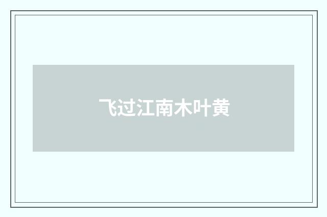 飞过江南木叶黄