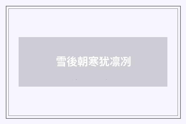 雪後朝寒犹凛冽