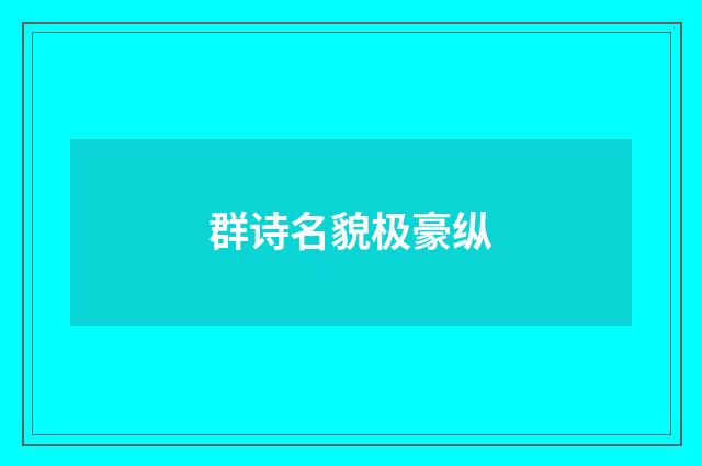群诗名貌极豪纵