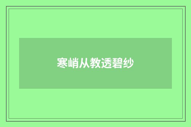 寒峭从教透碧纱