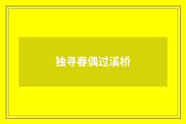独寻春偶过溪桥