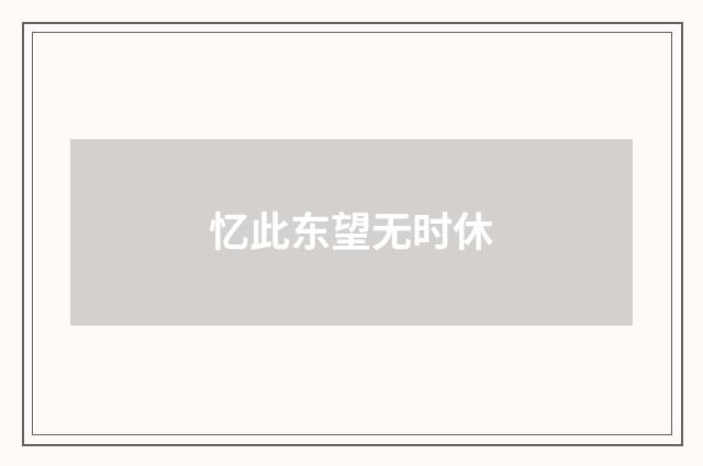 忆此东望无时休