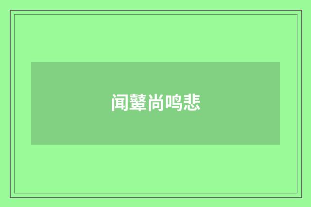 闻鼙尚鸣悲