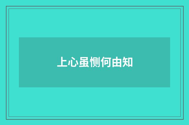 上心虽恻何由知